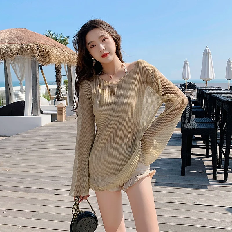 Breathable  sun protection clothes and sexy women bikini sets cute swim wear