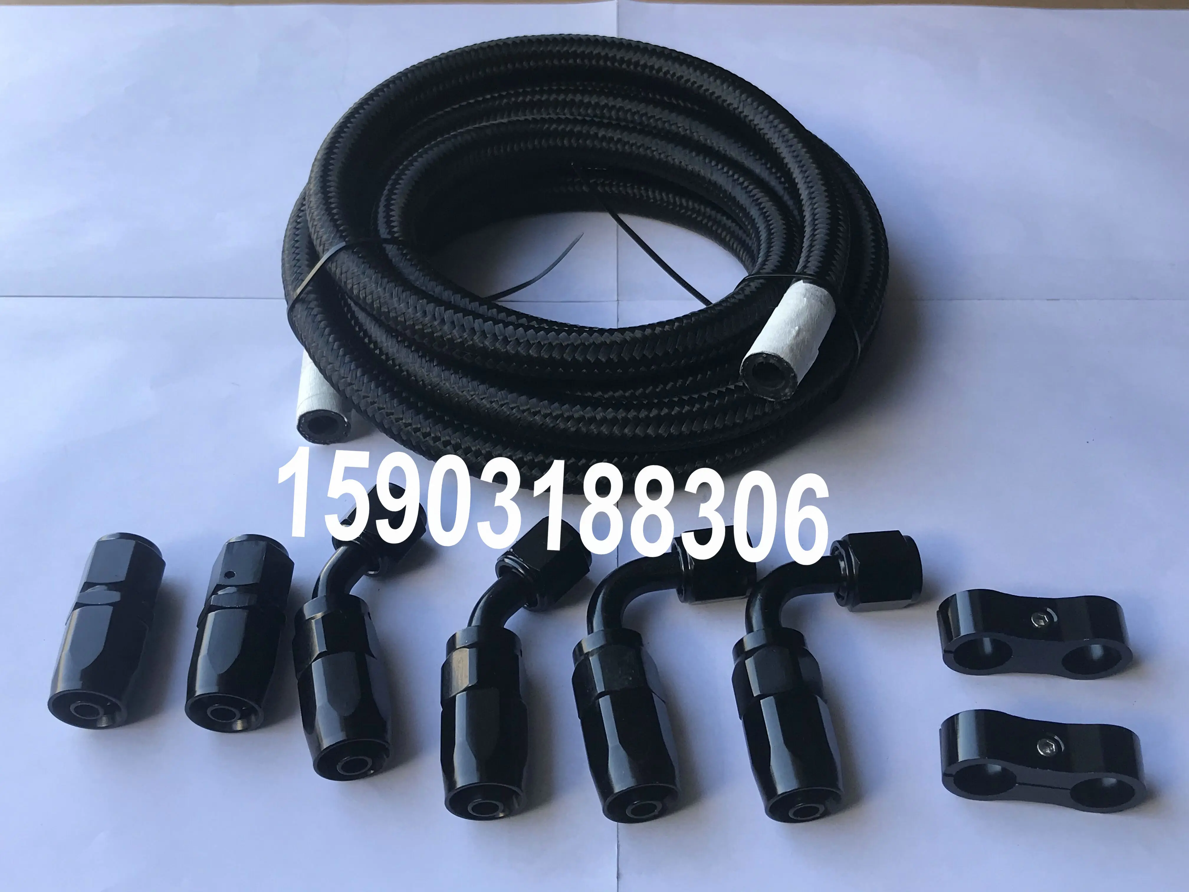 KFAFINENE Black 3M Nylon Cover Stainless Steel Braided Transmission and Engine Oil Cooler Hose With Aluminum An Fittings