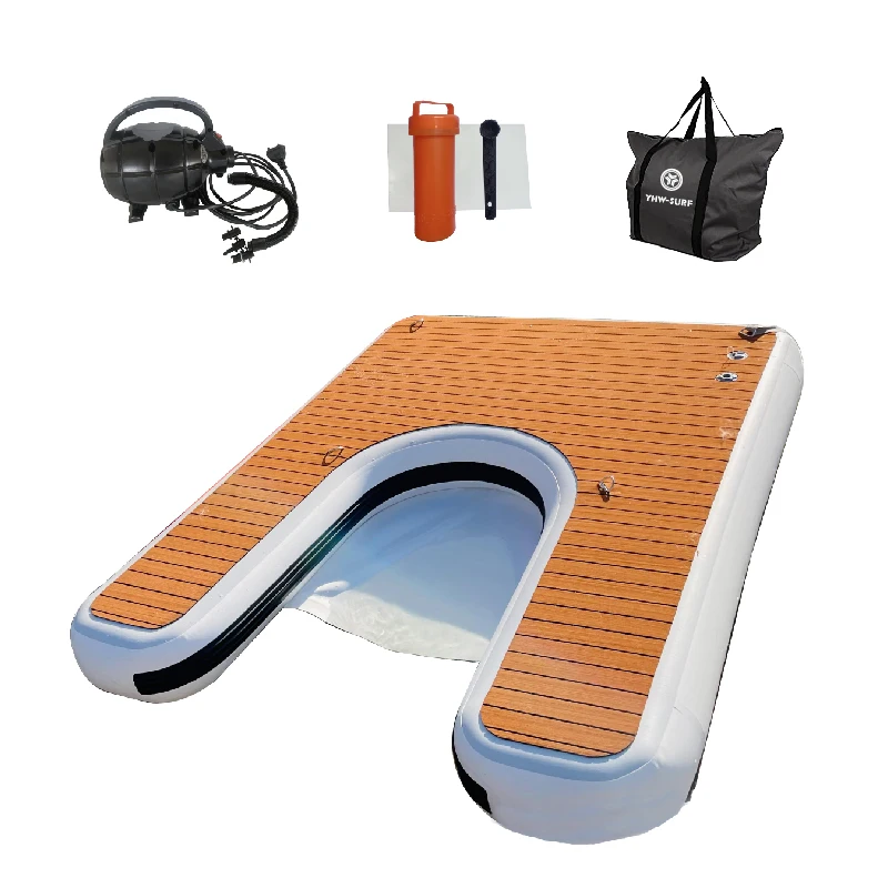 inflatable boat fishing island pontoon  yoga  out float dock platform inflatable floating docks pontoon