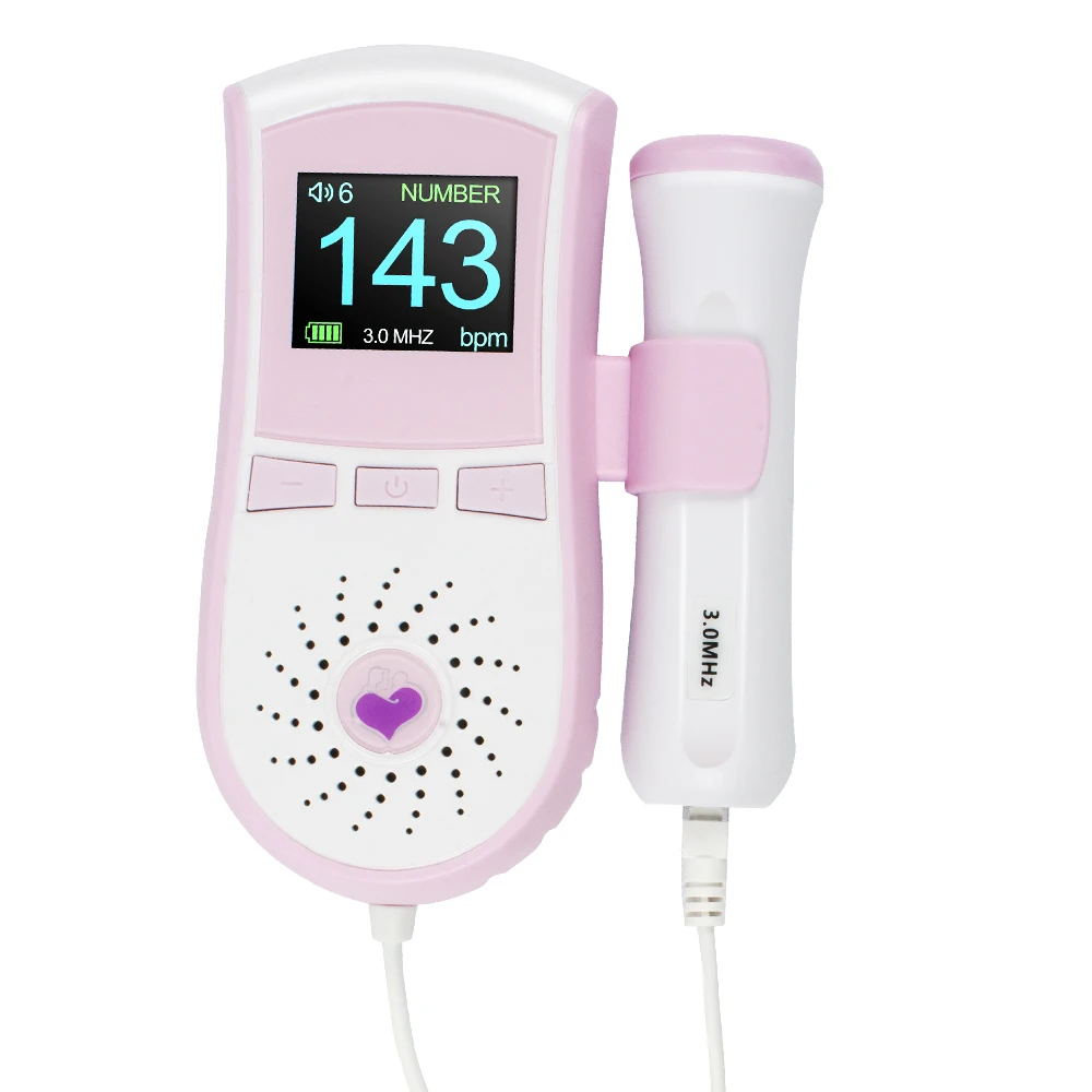 Портативный карманный фетальный допплер с цветным ЖК-дисплеем, монитор сердечного ритма, зонд 3 МГц, дисплей с двойным интерфейсом