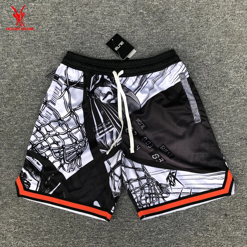 
Custom Number Name Summer Fitness Zipper Basketball Shorts With Pocket 