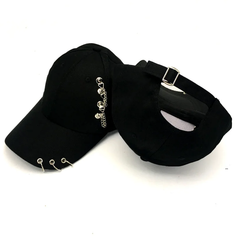 High quality sports caps factory custom metal chain patch baseball cap wholesale