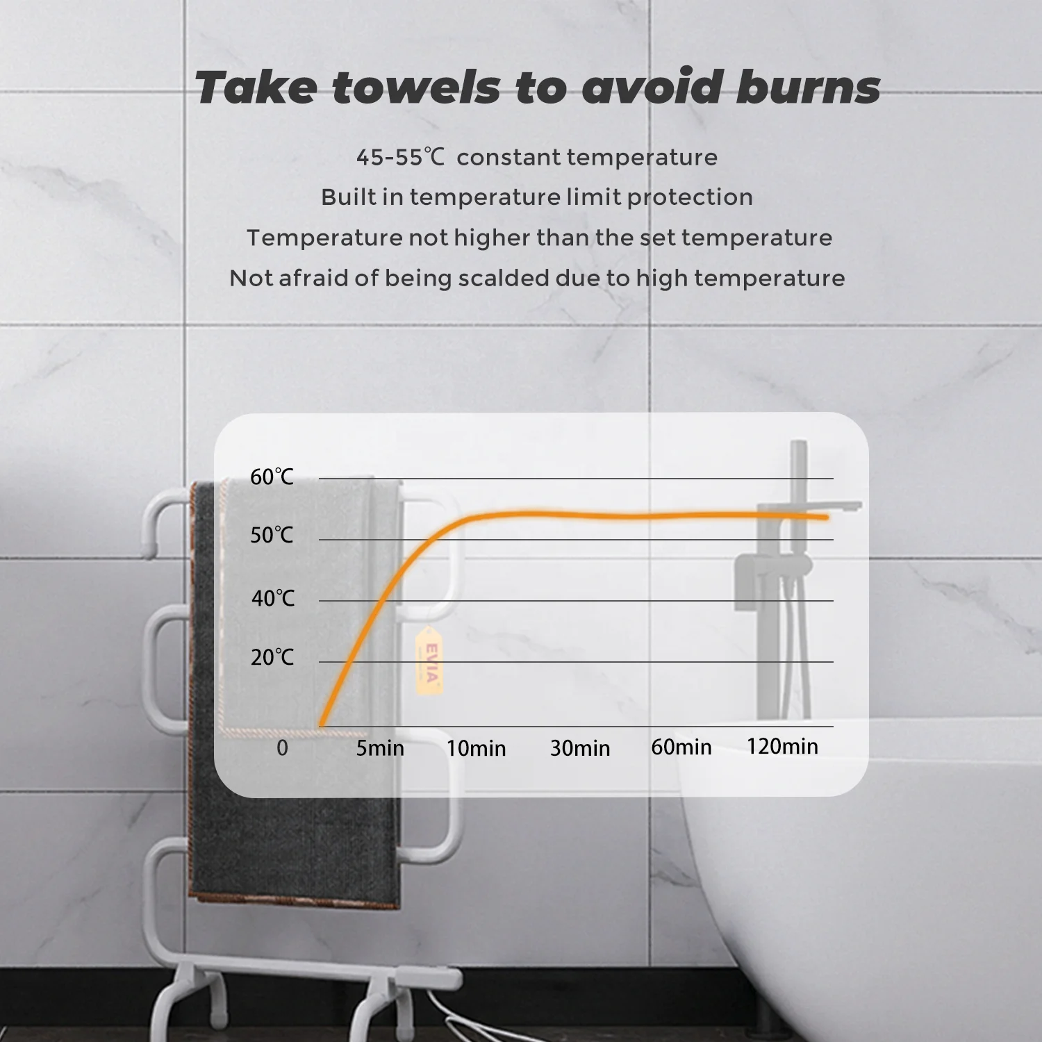 EVIA EV-100-S S-shaped Heated Towel Drying Rack Electric Clothes Dryer