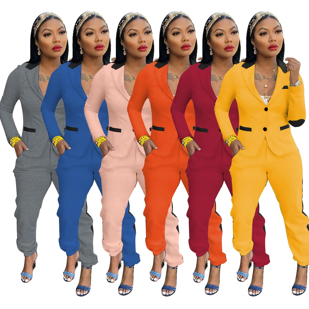 2022 Women fall sets long sleeve woman blazer jacket track pants ladies sweat suits two piece set