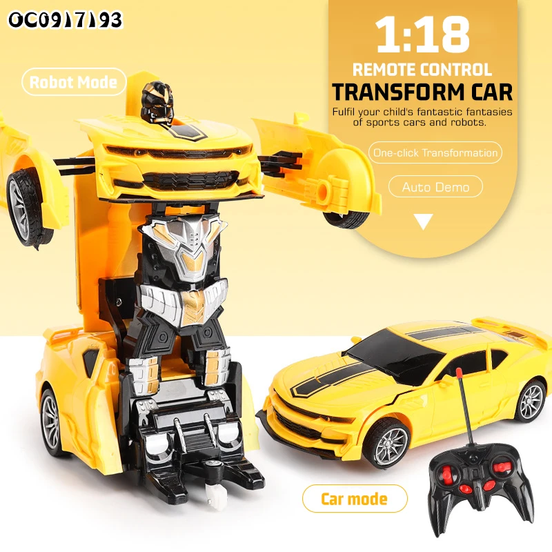 Wholesale 1:18 rc cartoon robot remote control deformation car toy with light
