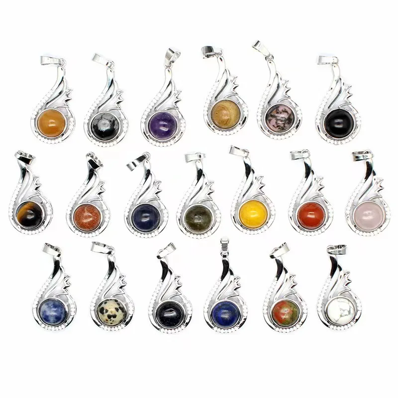 Fashion popular bulk sale big natural raw semi precious stone pendant for women necklace jewelry