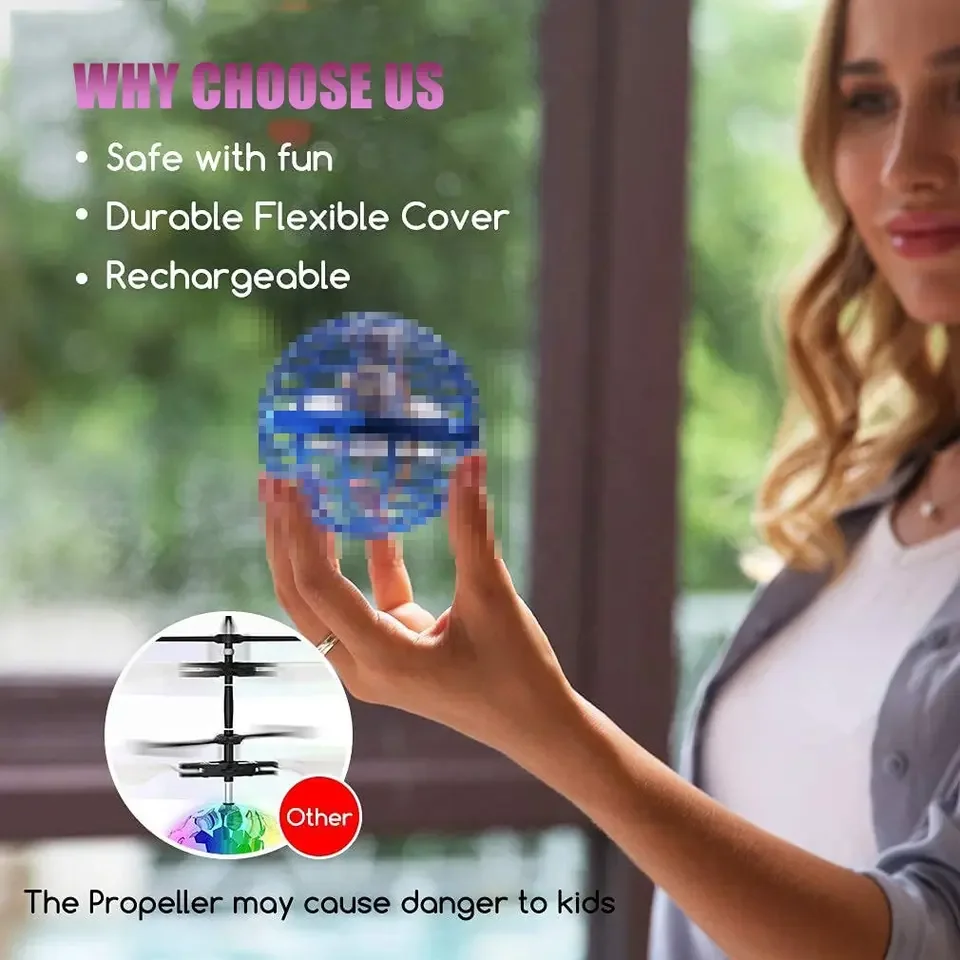 Magic Flying Spinner Boomerang Ball 360 Degree Rotating Hover with Led Mini Drones UFO Ball Flying Ball Sphere Toy Flying Orb