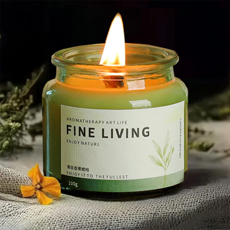 Custom Logo Wholesale Soy Wax Scented  Diwali Natural Aroma Candle Glass Jar Candles