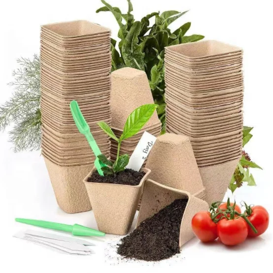 Plant Nursery Seeding Tray Paper Pulp Seedling Cup Biodegradable Flower Pots Molded/Paper Flower Pot