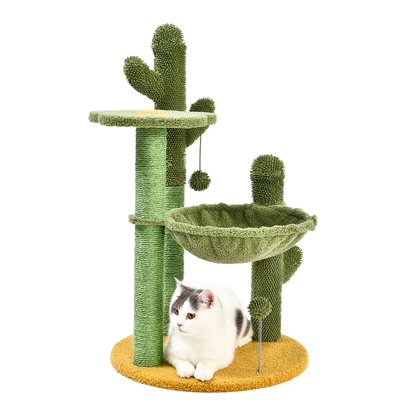 Cat Tree 33 Inches Cactus Cat Tower With Sisal Covered Scratching Post