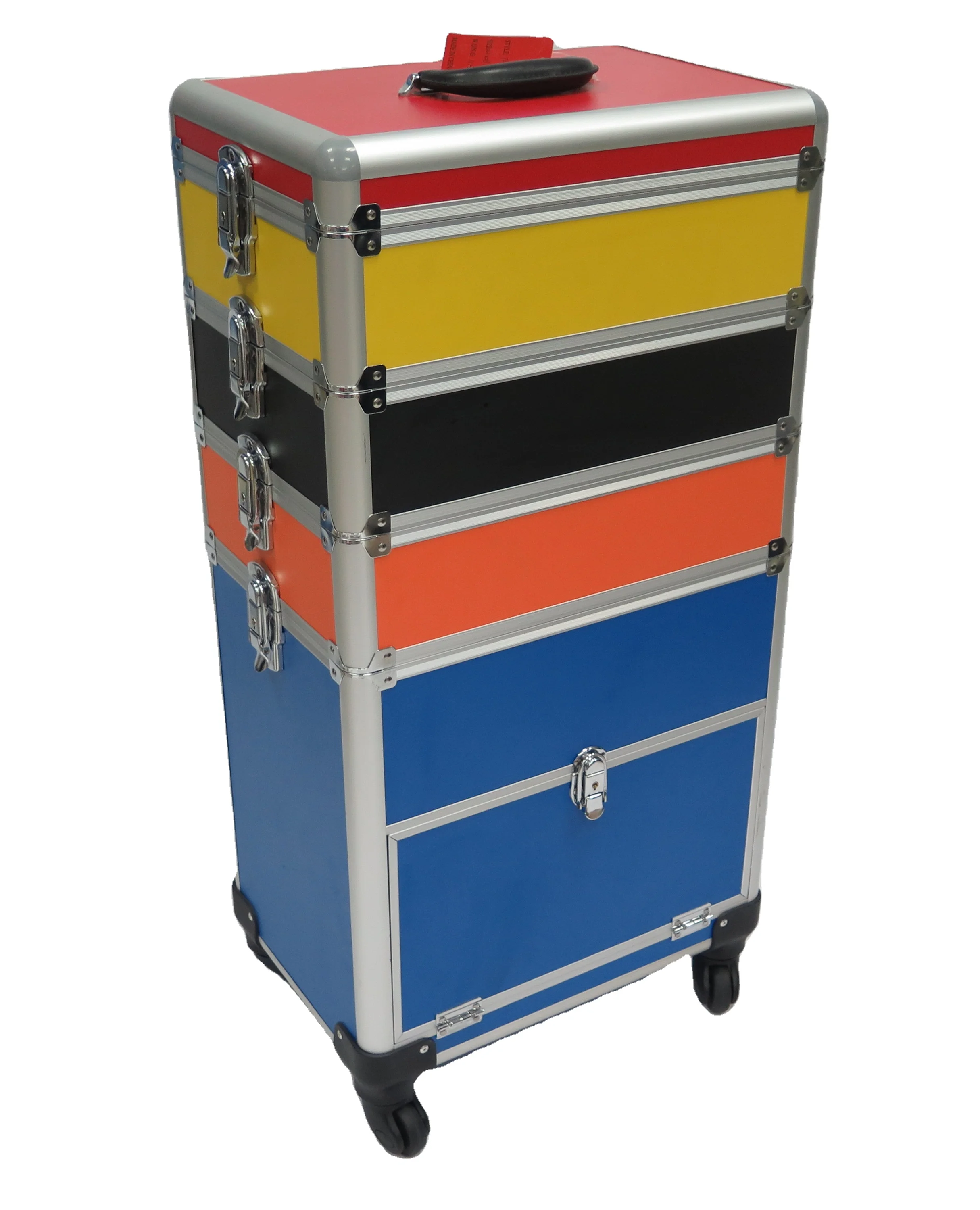 Professional Rolling Makeup Case Cosmetology Case With Wheels 2 Large Drawer Nail Trolley Case Traveling Cosmetic Box
