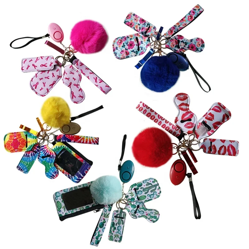 Неопреновый чехол для карт дезинфицирующее средство рук держатель бутылки брелок с помпоном ремешок на запястье самообороны наборы брелоков RTS