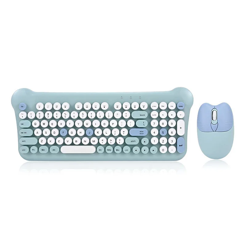 New ergonomic colorful keyboard and mouse combination office cute US version 2.4G wireless keyboard and mouse combination suit