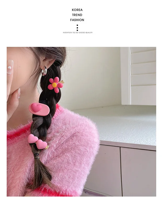 Wholesale Women 3D Flower Baby Girl Hair Pins Accessories Pink Mini Small Hair Clip Claw Sets For Kids Children