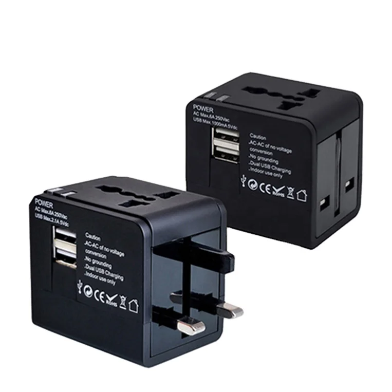 Universal Voltage Converter OEM Logo International Power Adaptor American Standard Travel Adapter 2 USB