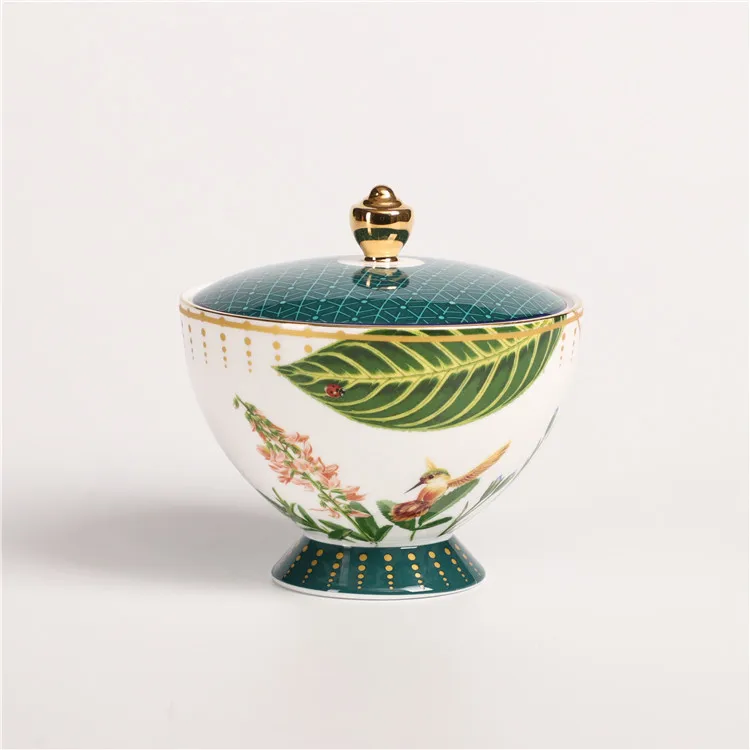 Royal style good quality round shape  small coffee sugar bone china ceramic kitchen canister
