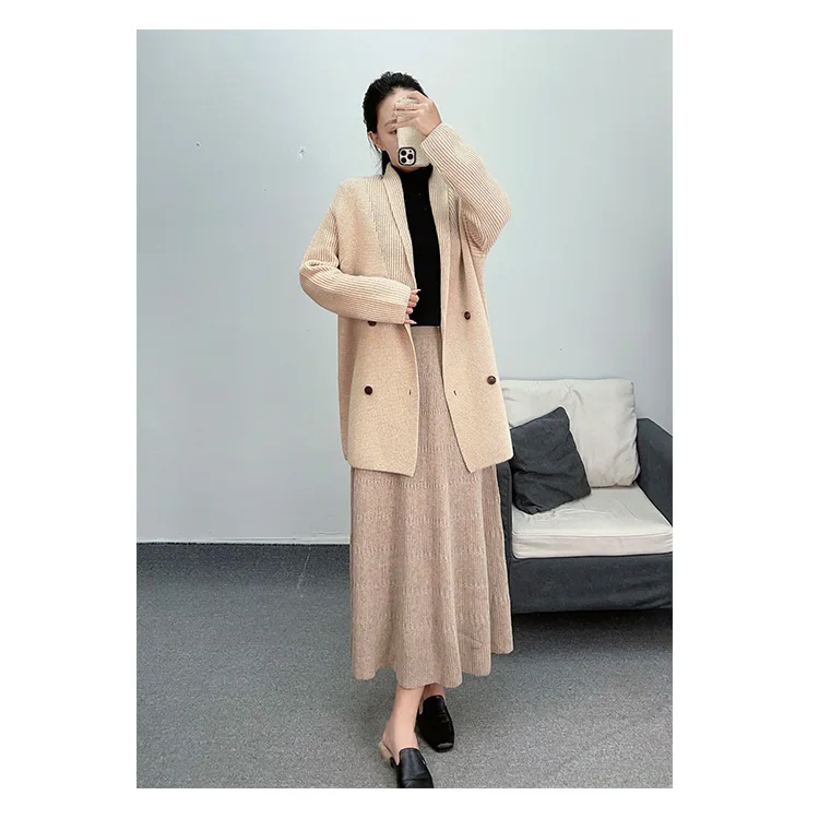 Inner mongolia wool cropped 100% trendy cashmere  coat alpaca winter trench designer for women