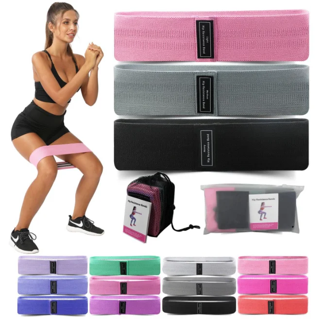 Custom Logo Printed Yoga Gym Exercise fitness for Legs Glutes Booty Hip Fabric Resistance Bands