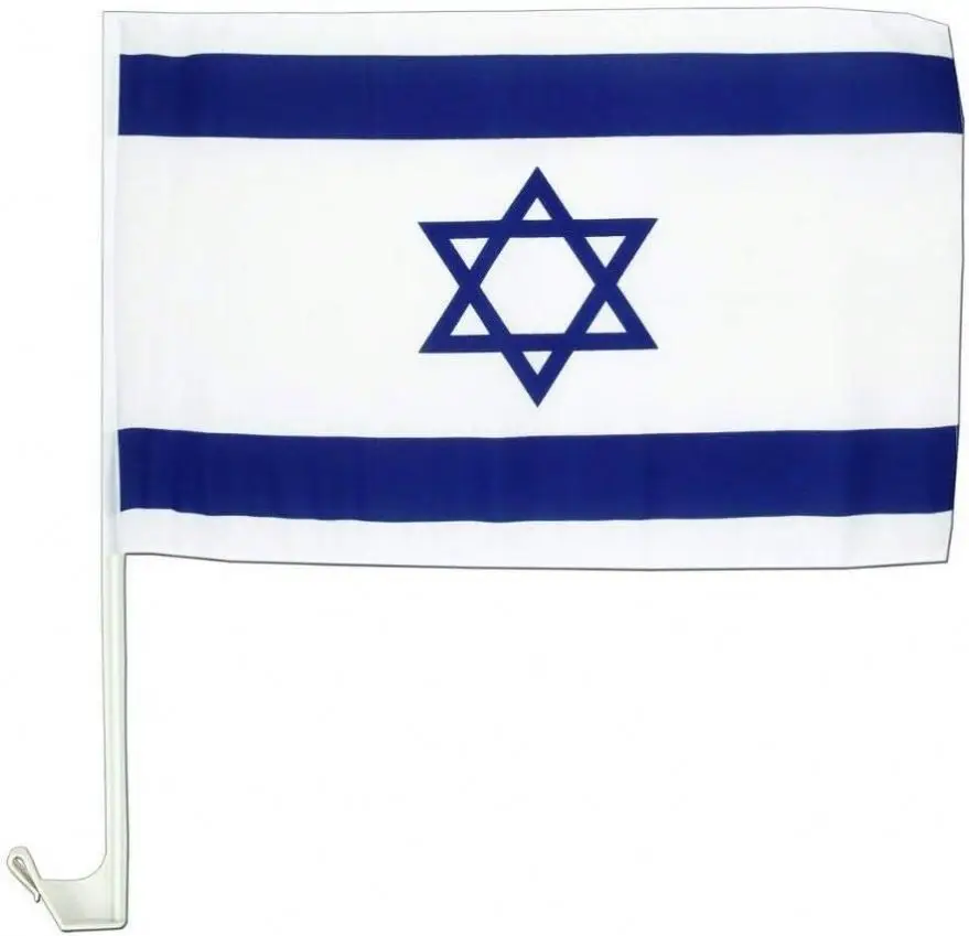 Hot Sale Stock 12'X18' 30X45cm Double Sided Israel Car Window Flag National Country ISR Flag For Auto Car For Event Campaign