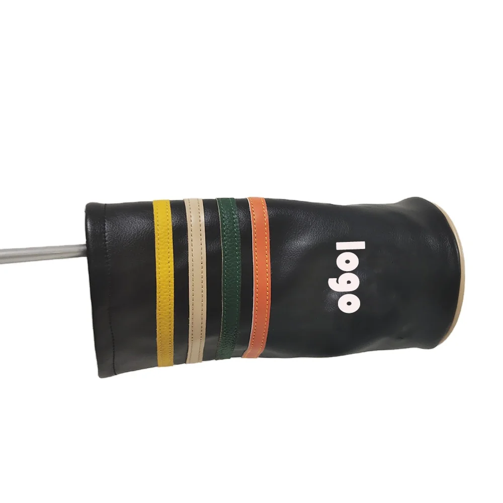 New Style Leather Barrel Tube Shape Golf Driver Headcover Fleece Lining 460cc Custom Embroidery Logo Head Covers