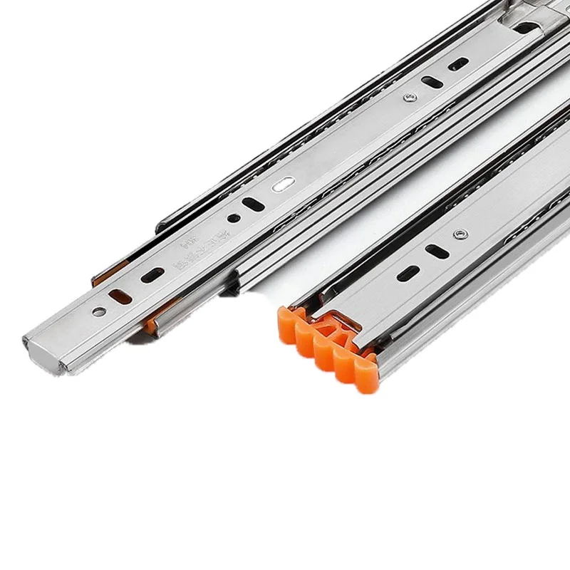 Furniture Kitchen Cabinet 3-Fold Full Extension Telescopic Channel 35mm 45kg Soft Closing Ball Bearing Drawer Slide