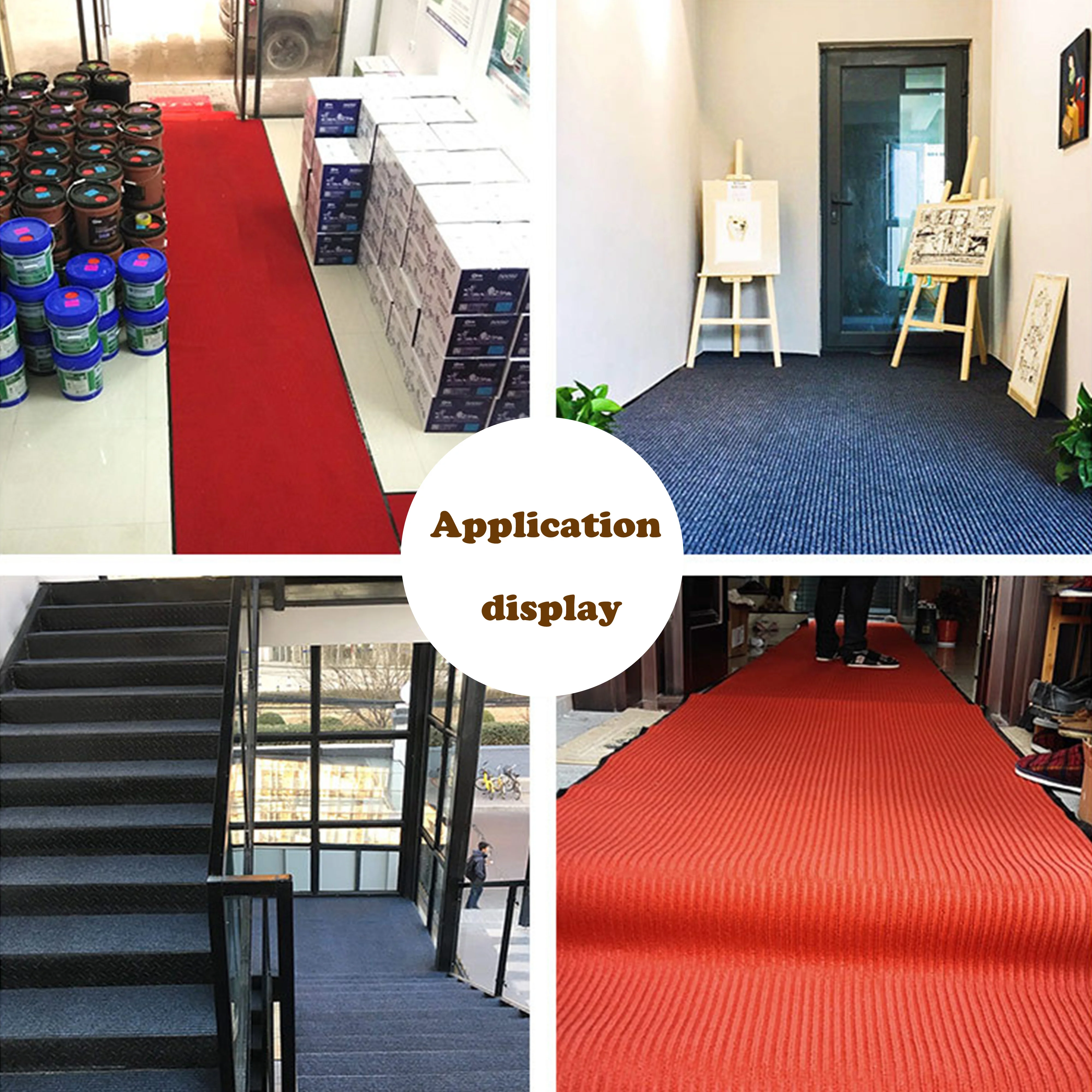 High Quality Low Price Red Carpet Wedding Runner Hall Carpet Polyester Ribbed Doormat Rolls Floor Mat