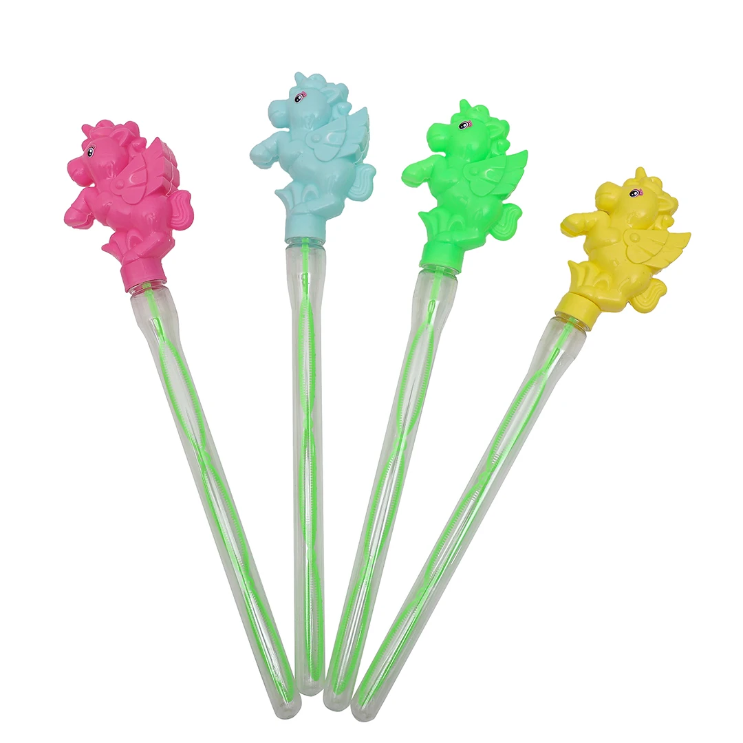Unisex Cute Cartoon Pony Bubble Wand Toy for Kids Outdoor Play Park Stall Quality Plastic Parent-Child Toy