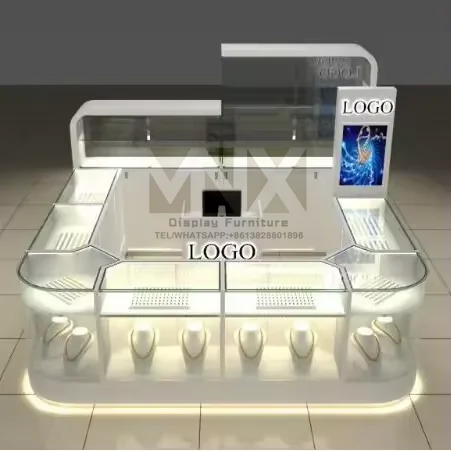 Customized shopping mall glass jewelry modern kiosk design retail display kiosk for jewelry