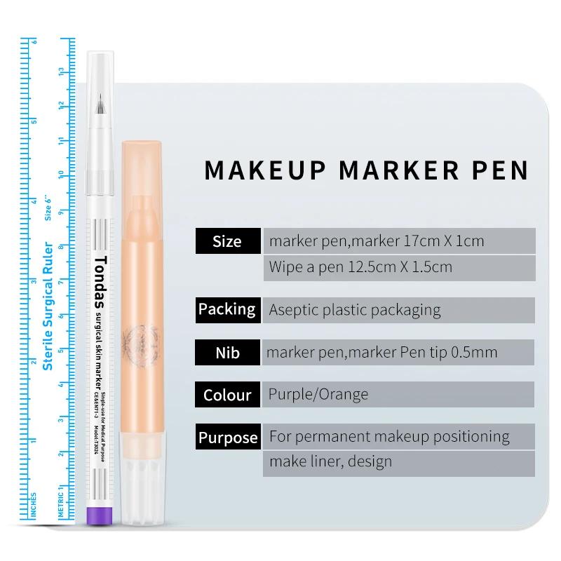 Permanent Makeup or Tattoo Magic Eraser For Skin Marker Pen With Measure Ruler And Magic Eraser Remover Brush Tattoo Tools