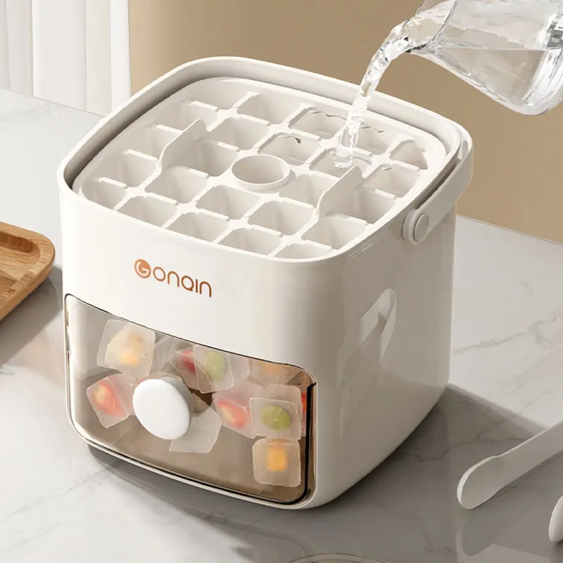 Plastic double Layer Ice Cube Trays For Freezer ice Container Storage Box Refrigerator divided Tray With Lid