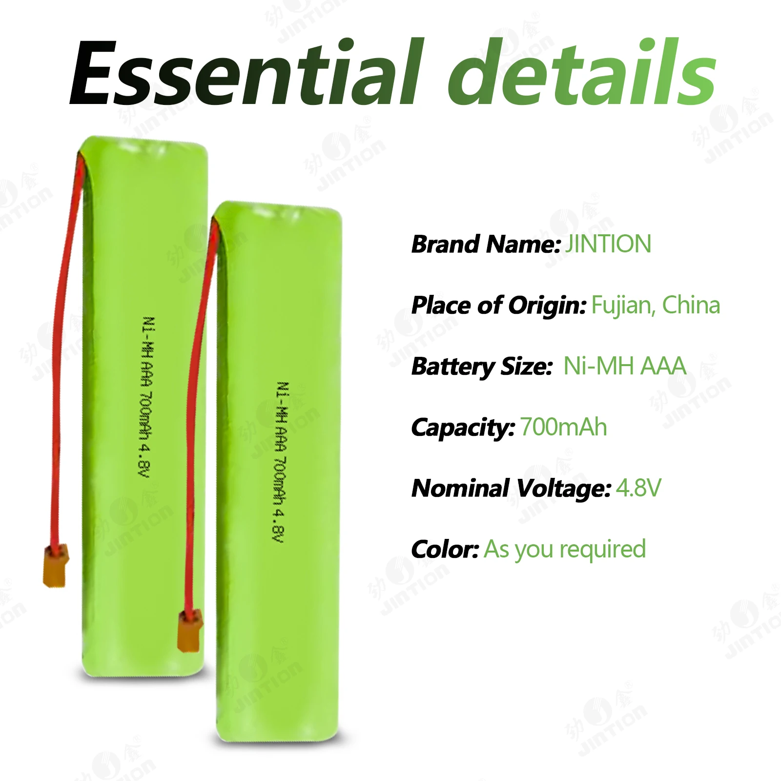 JINTION NIMH AAA 700MAH 4.8V nimh rechargeable battery