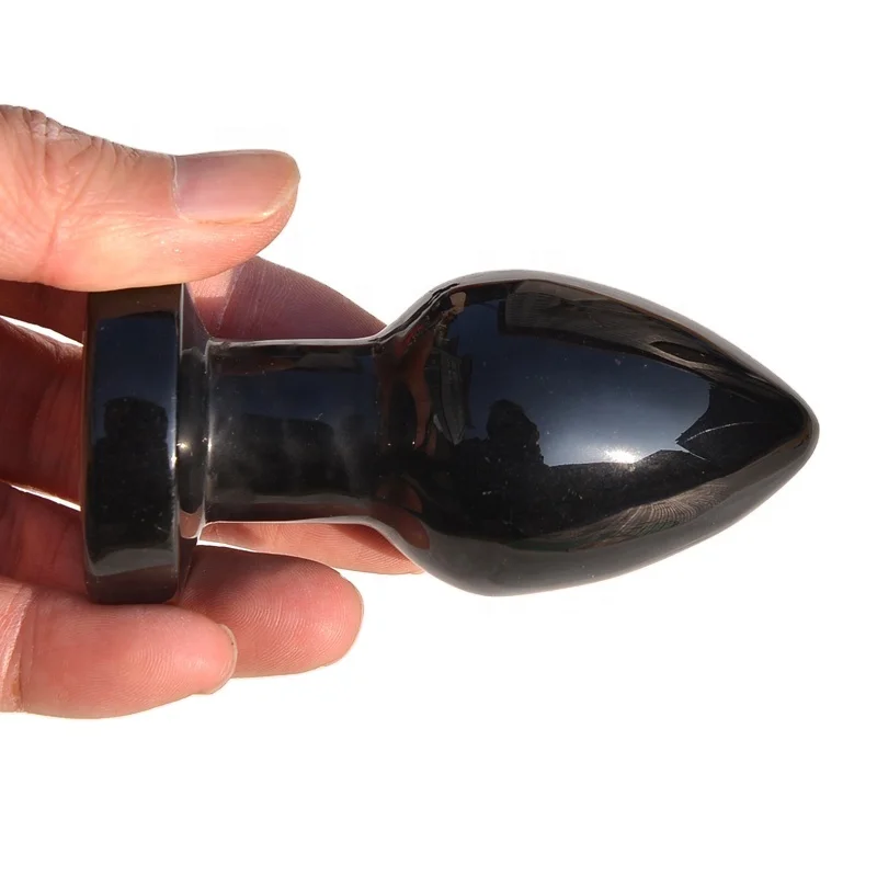 factory price very slippy natural obsidian crystal egg butt plug for female masturbation g-spot tool