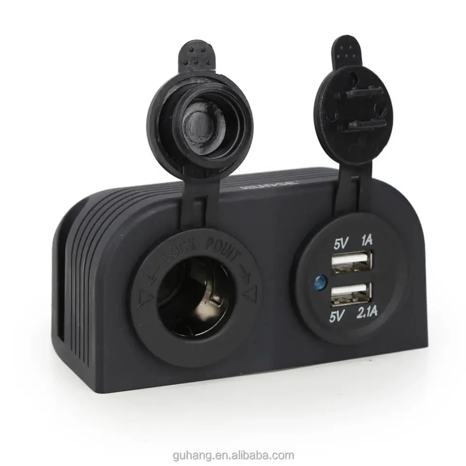 12v tent panel mount Dual USB Adapter Charger Digital Voltmeter Cigarette Lighter Socket