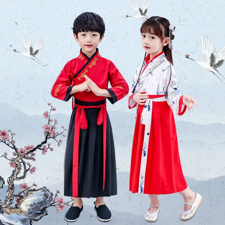  Оптовая продажа Китайская традиционная ткань Hanfu для мальчиков 10 лет модное Дешевое китайское