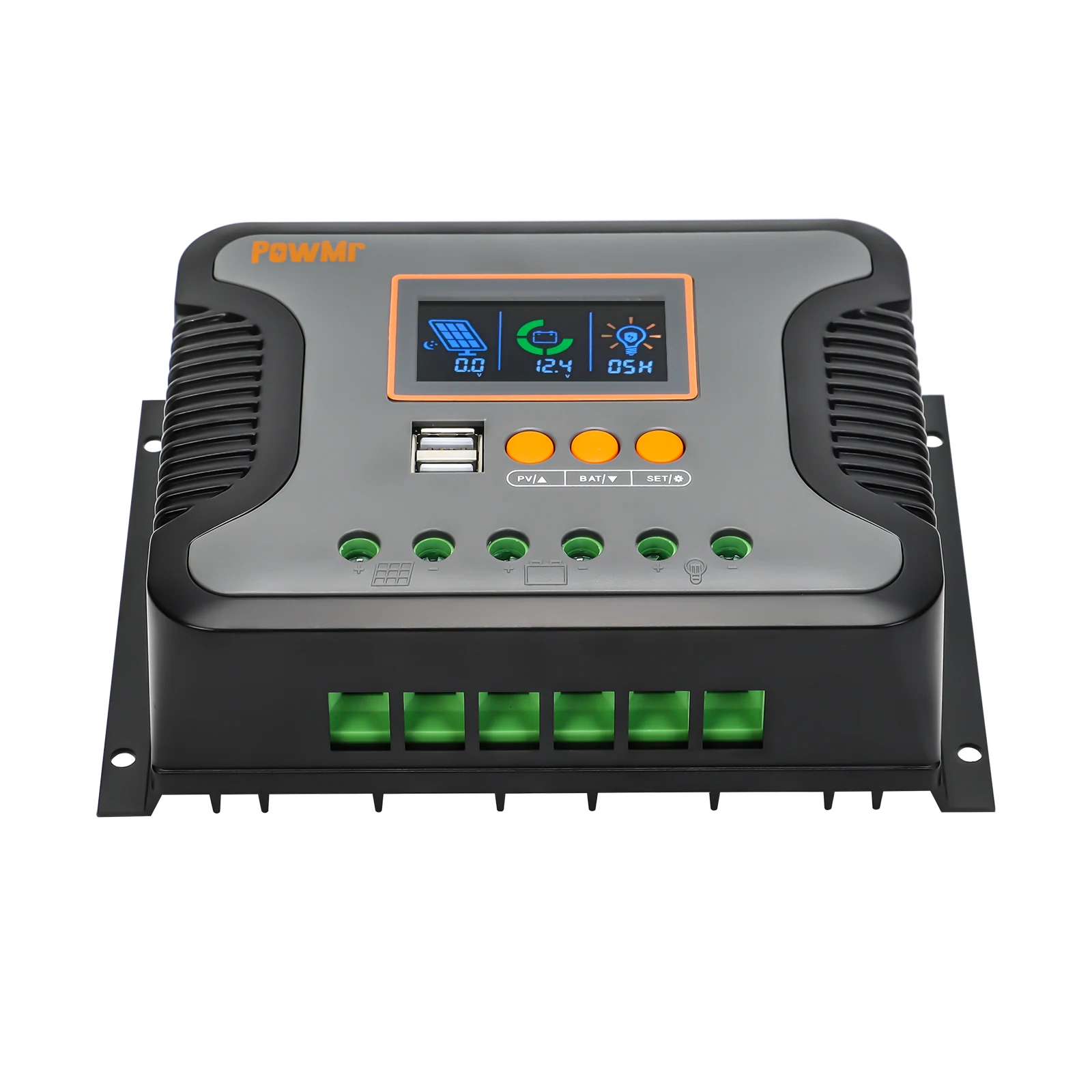 PowMr PWM солнечный контроллер 30 А 60 80 100 в Солнечный Контроллер заряда 12/24/48 автоматический зарядного устройства