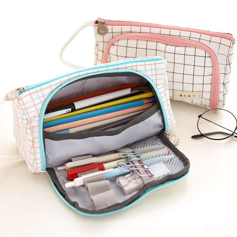 Amazon High Quality Hot Sale Large Capacity Canvas Pencil Case Suitable for School Office Multicolor Optional Pencil Bag