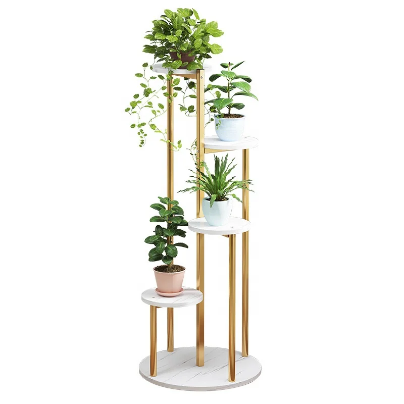 Pot Plant Stand Metal Flower Holder Garden Decor With 5 Tier Shelves Bookcase Display Shelf