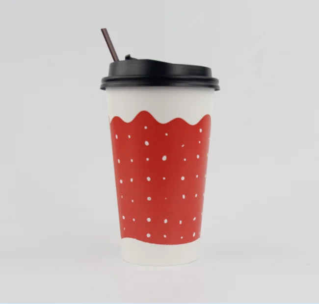 China Factory Supply Customized Logo  Paper Cup 16oz  For Beverage  On-the-Move Drink Christmas Day Theme with lid