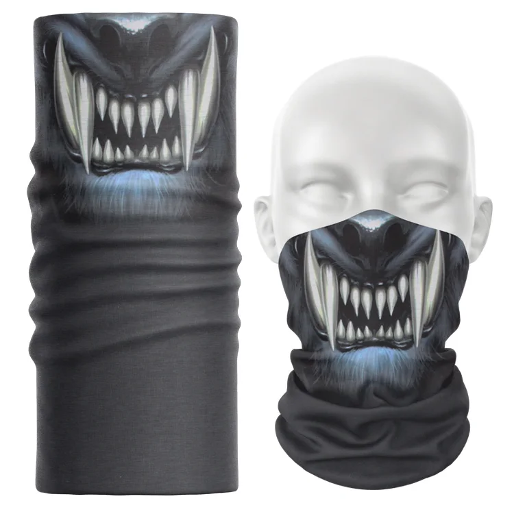 Custom Logo Design Skull Face Neck Gaiter Mask Non Slip Light Breathable Flag Tube Fabric Bandana for Sun Wind Dust Protection