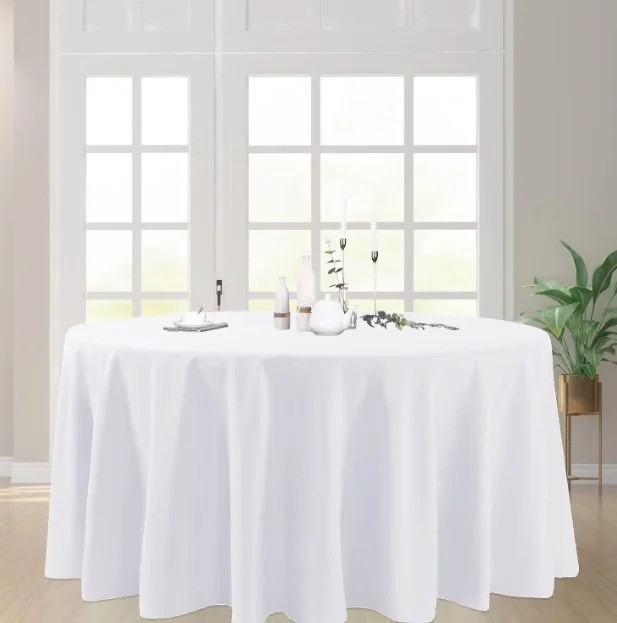 Premium Polyester Tablecloth Round Solid Color Table Cover Hotel Wedding Table Cloth