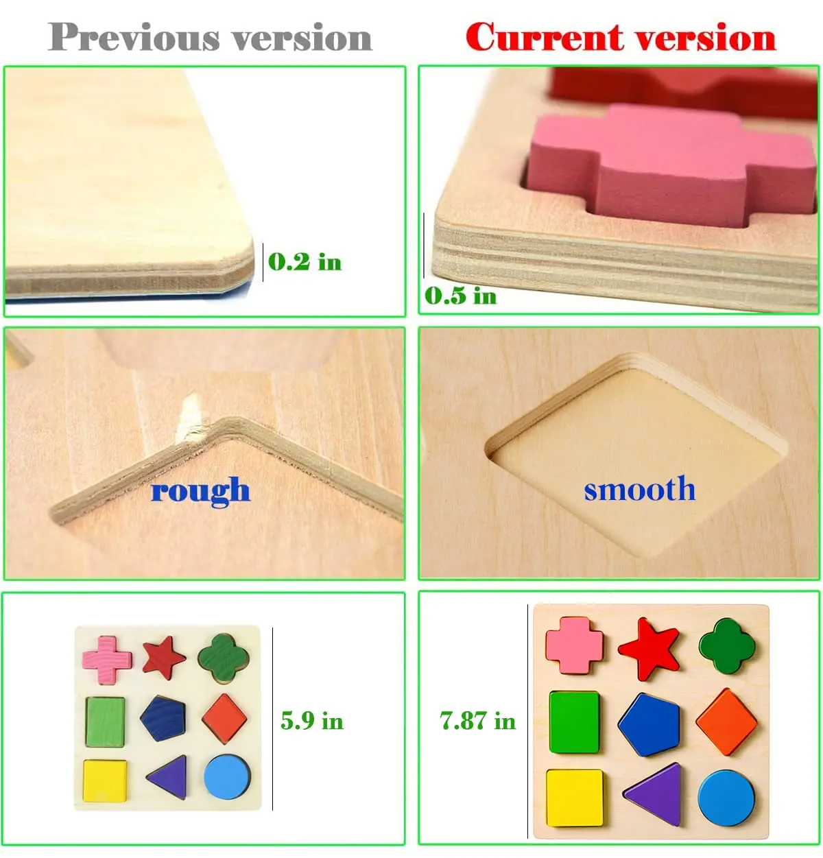 Preschool Colorful Wooden Shape Puzzle Sorter Blocks for Toddlers 18 Month