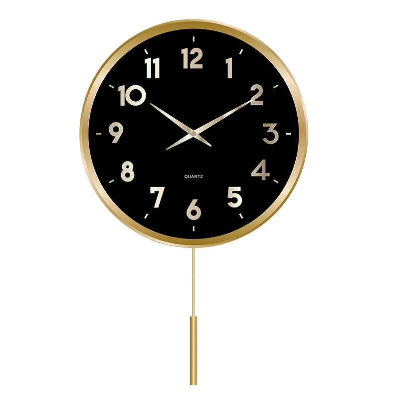 Aluminum Pendulum clock modern design decorative silent sweep pendulum chiming wall clock 13 inch