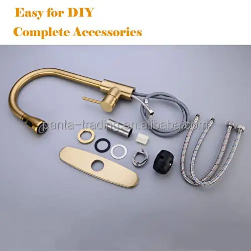 Pull Out Kitchen Faucet Brushed Gold Kitchen Faucet Black Sink Mixer Tap 360 degree rotation kitchen mixer taps