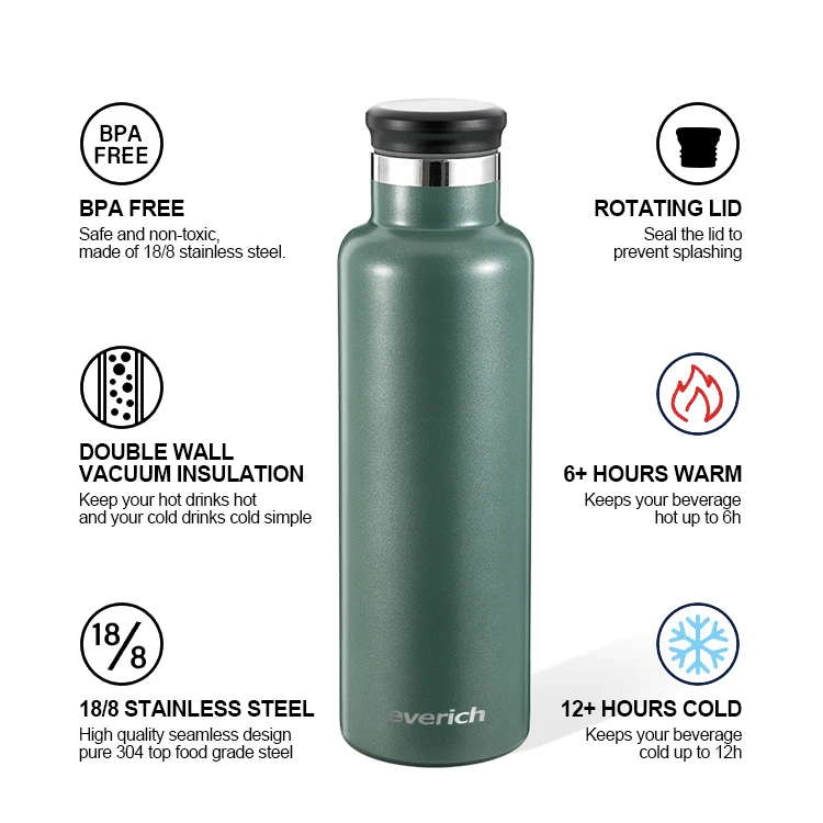 Hot Sale Customized Color Small Mouth Flask 304 Stainless Steel Thermal Insulation Water Bottle