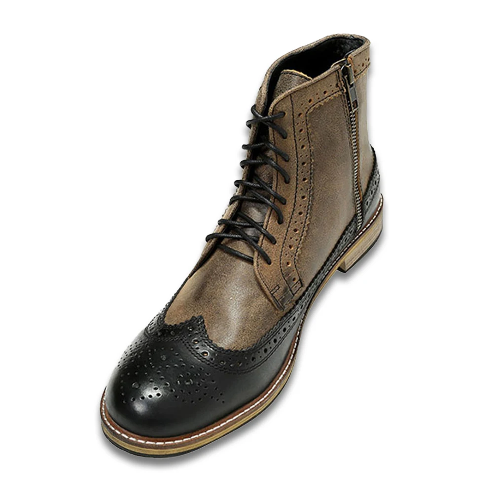 Custom Genuine Leather Soft Flat Leather Boot China Wholesale High Class Winter Boots Shoes for Men