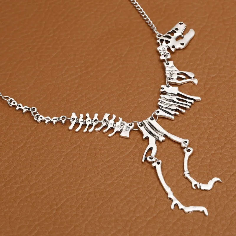 Sexy Long Necklace Gothic Tyrannosaurus Rex Skeleton Dinosaur Pendant Charm Necklace Dragon Bone Alloy Collares Jewelry