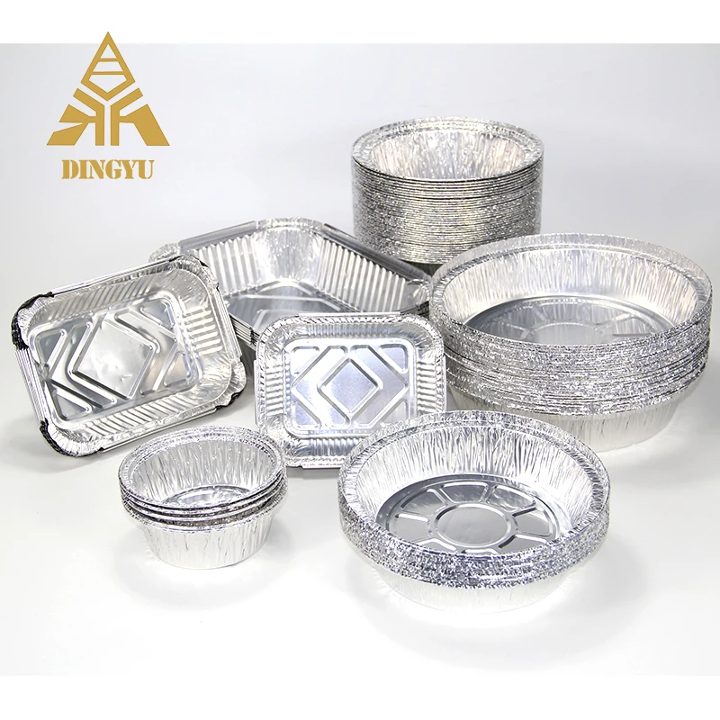 large aluminum disposable food container, large foil trays with lids and rectangle aluminium comtainer with lid
