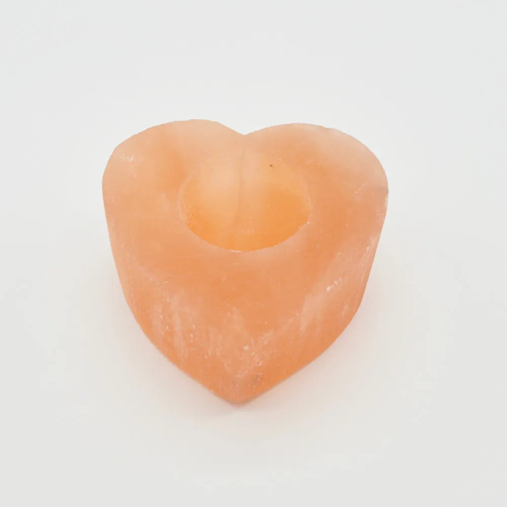 Hotsale Natural Selenite  Candle Holder Gypsum Candlestick Heart Shape Candleholder