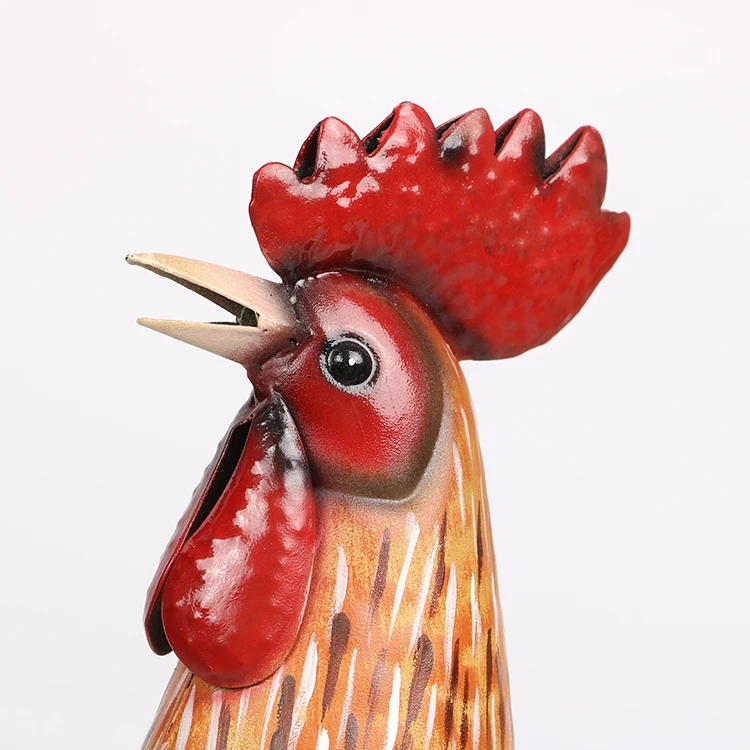 Modern Metal Lifelike Home Decor Animal  Rooster Garden Statue