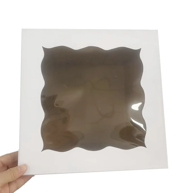 Most popular takeaway paper box plain white tall window cake box